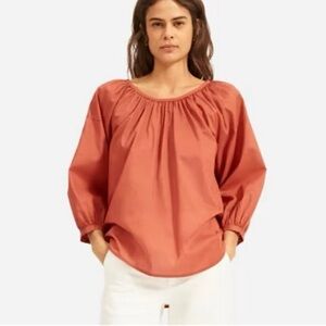 NWOT Everlane Pink Poplin Top with Tie Back